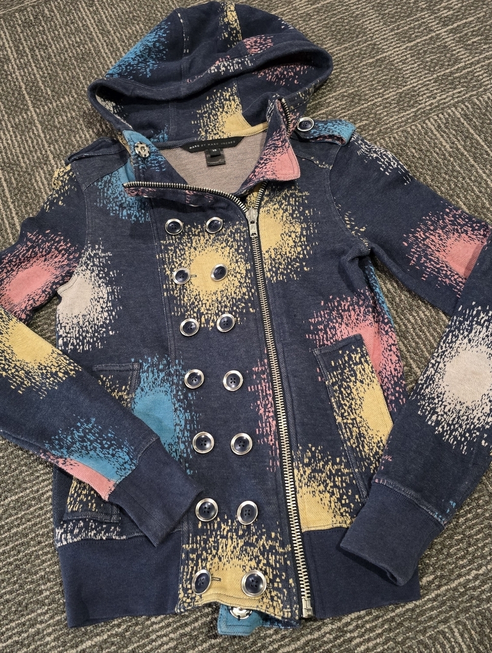 2009 Marc by Marc Jacobs Aubrey Plaza Hoodie Paint Extra Small XS RARE